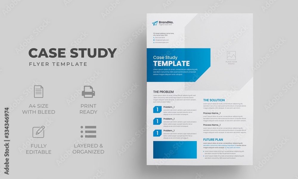 Case Study Template | Business Case Study Layout with blue elements
