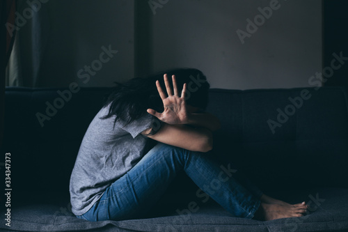 depressed emotion panic attacks alone young woman sad fear stressful.crying begging help.stop abusing domestic violence,person with health anxiety,people bad frustrated exhausted feeling down