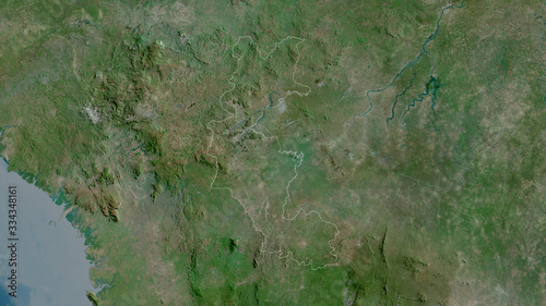 Faranah, Guinea - outlined. Satellite