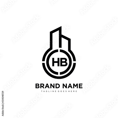 HB initial letter building with circle logo vector.