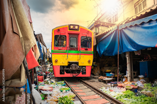  Umbrella market Maeklong Railway Train Market in Maeklong  Thailand © Photo Gallery