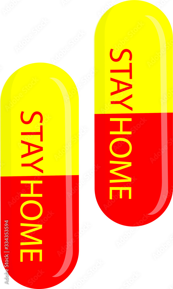 Illustration of a pill for Coronavirus Covid-19. STAY HOME is the best madicine for COVID-19. Prevention is better than cure. Illustration of a pill for Coronavirus Covid-19. STAY HOME is the best madicine for COVID-19. Prevention is better than cure.