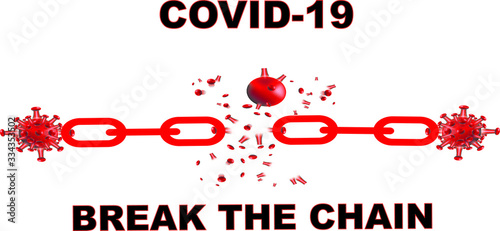 Break the chain of Covid 19 isolated on   white  background. Banner and Poster Concept