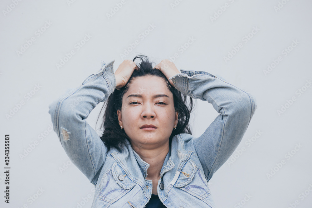 sad woman.depressed emotion panic attacks alone young people fear stressful.crying begging help.stop abusing domestic violence,person with health anxiety, bad frustrated exhausted feeling down