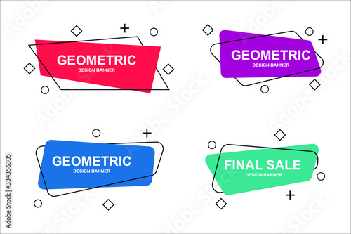 Set of trendy banner with flat shape. Design label element with geometric shape for discount sale.
Vivid background template with title text for banner, label. vector eps10