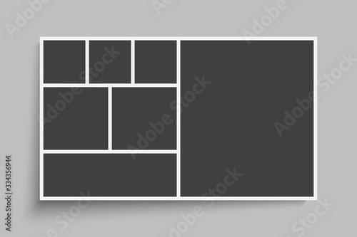 Vector empty collage board seven images, photos