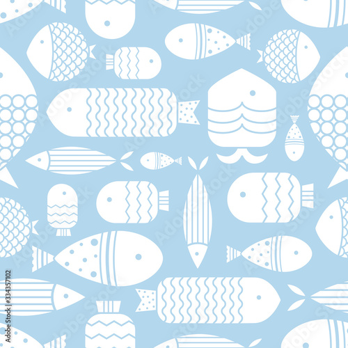 Cute fish. Kids background. Seamless pattern. Can be used in textile industry, paper, background, scrapbooking.