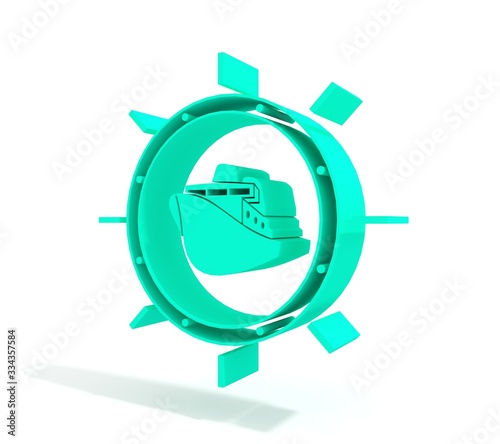 Ferry boat icon. Abstract trabsportation emblem. 3D rendering. photo