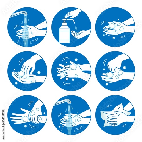 手洗いの手順イラストセット03