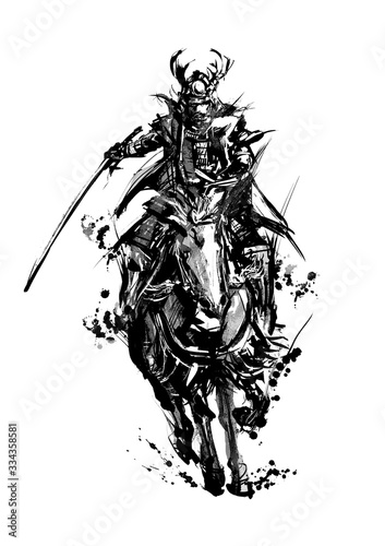 騎馬武者_01 モノクロ