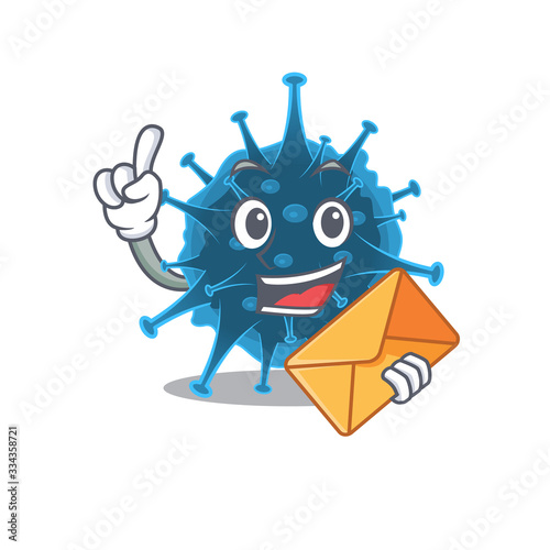 Cute face moordecovirus mascot design with envelope