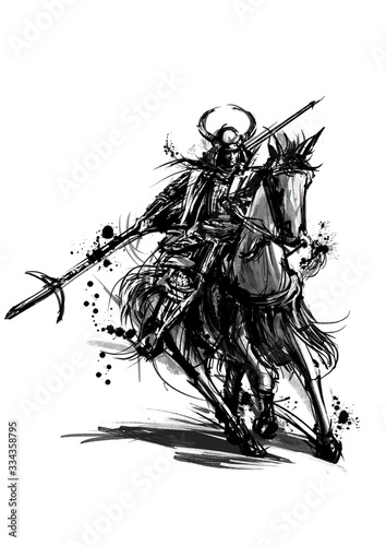 騎馬武者_02 モノクロ