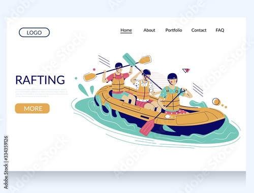 Rafting vector website landing page design template