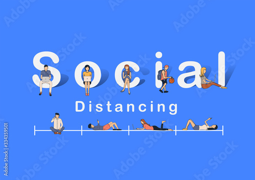 Vector social distancing people ideas concept, Prevent COVID-19 coronavirus disease