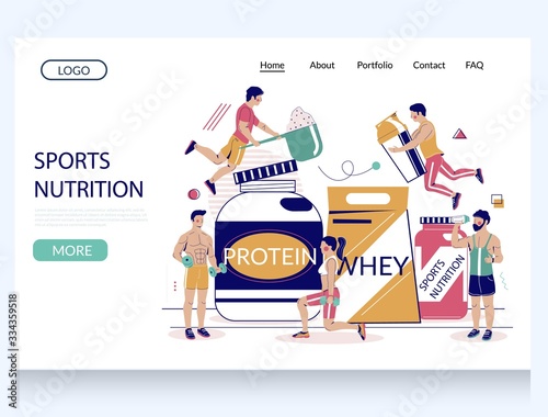 Sports nutrition vector website landing page design template