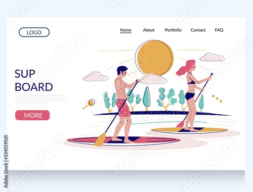 SUP board vector website landing page design template