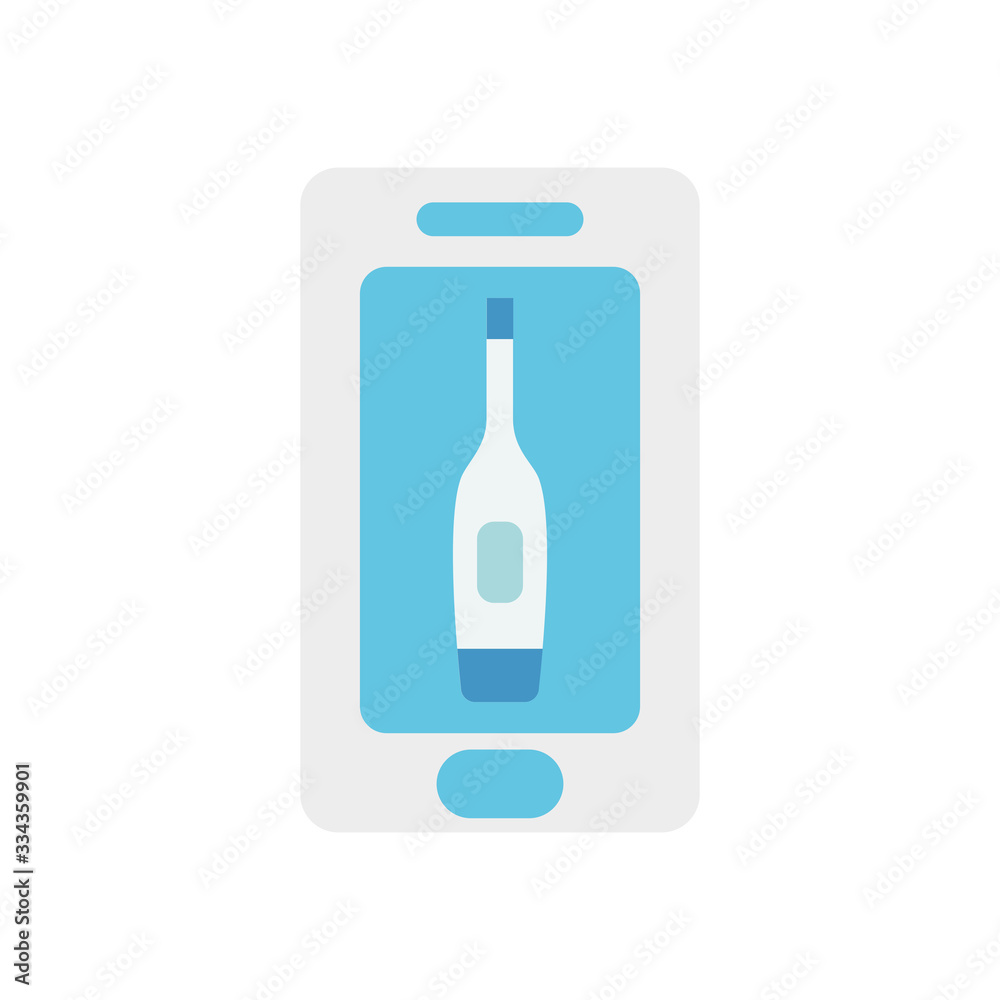 health online concept, smartphone with thermoter icon on screen, flat style health online concept, smartphone with thermoter icon on screen, flat style