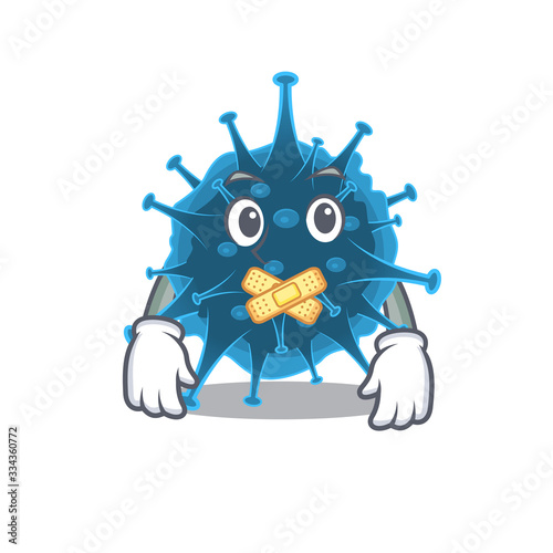 Moordecovirus mascot cartoon character design with silent gesture