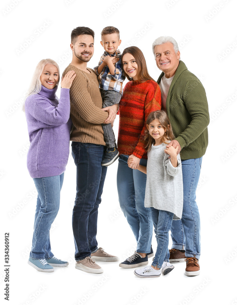 Obraz premium Portrait of big family on white background