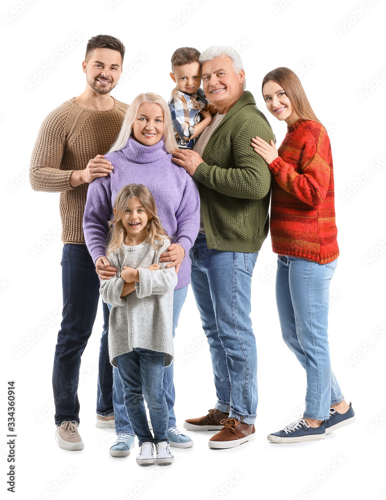 Portrait of big family on white background Portrait of big family on white background