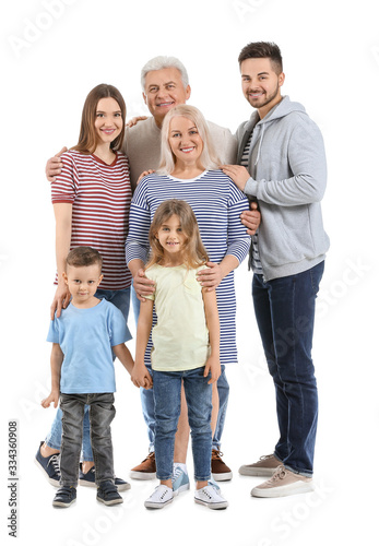 Portrait of big family on w...