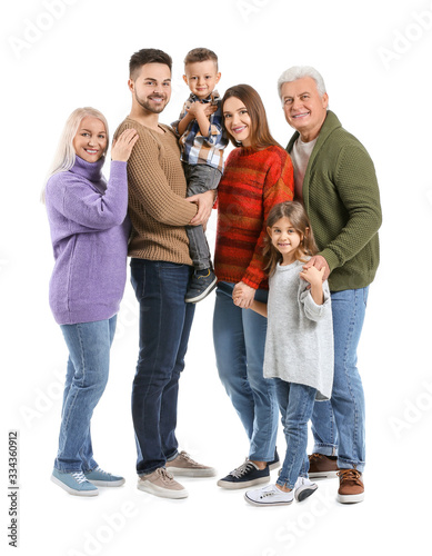 Portrait of big family on w...
