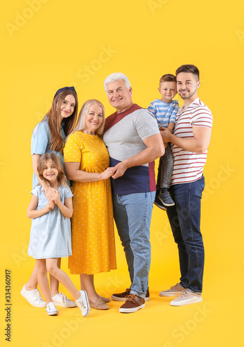 Portrait of big family on c...