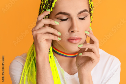 Portrait of young transgend...