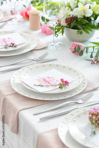 Beautiful table setting for Mother's day dinner