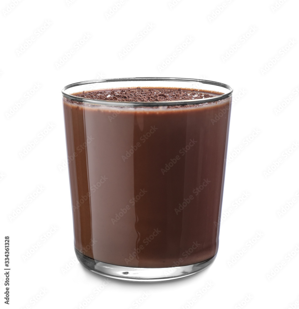 Glass of hot chocolate on white background Glass of hot chocolate on white background