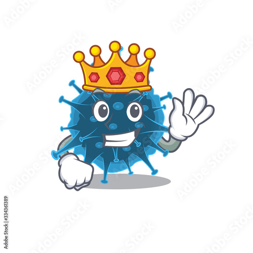 The Royal King of moordecovirus cartoon character design with crown
