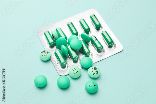 Blister pack and pills with...