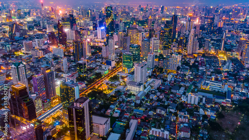 Cityscape view Twilight Sunset Through Town of Bangkok city It is a modern capital. Thailand © jamesboy