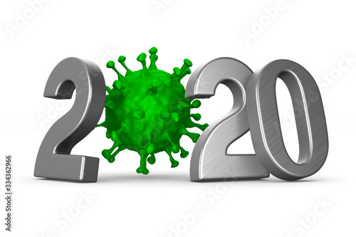 2020 year and virus on whit...