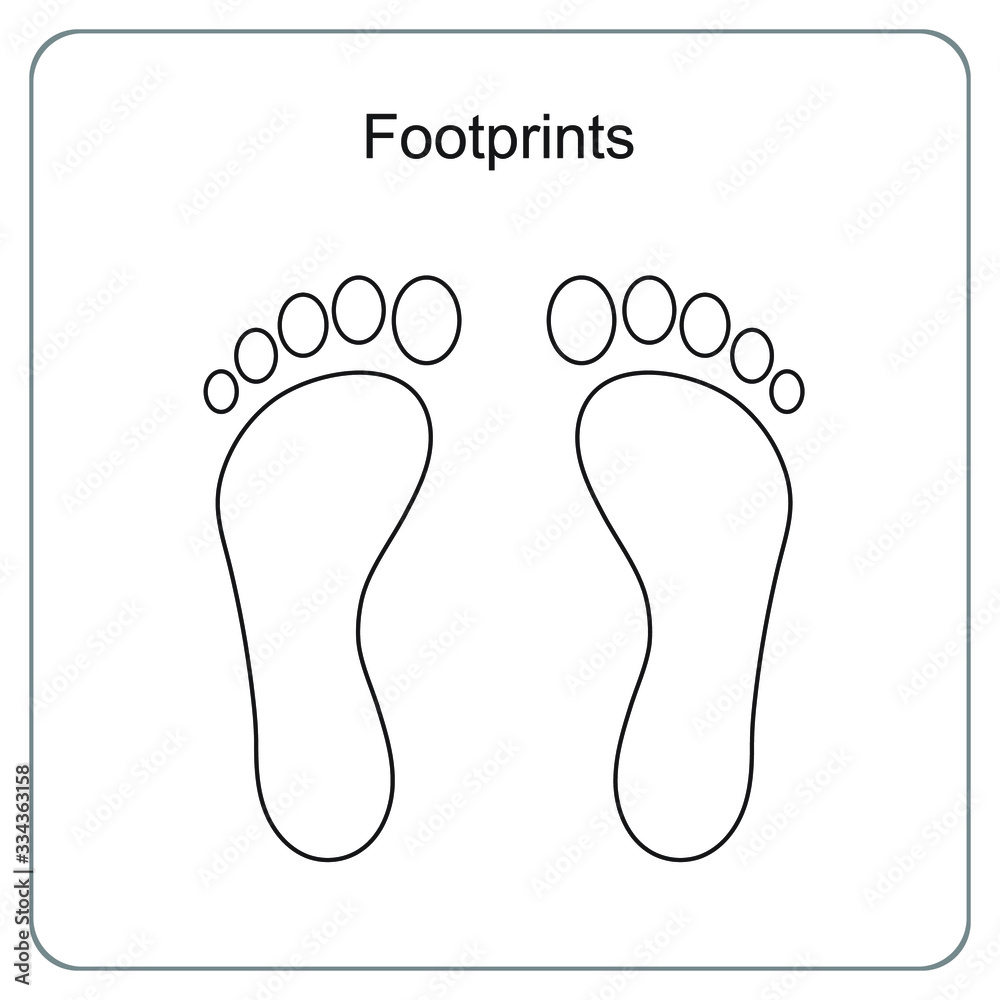 The lines of footprints. Footsteps icon or sign for print. Vector illustration. The lines of footprints. Footsteps icon or sign for print. Vector illustration.