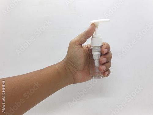 Hand Sanitize Bottle for Medical Cleaning Sanitary Tools in White Isolated background