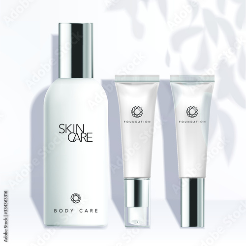 Vector Cosmetics / Healthcare Bottle & Tube Packaging Set in White Background