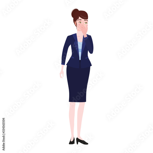 Businesswoman with facepalm gesture. Headache, disappointment or shame sad stressed face
