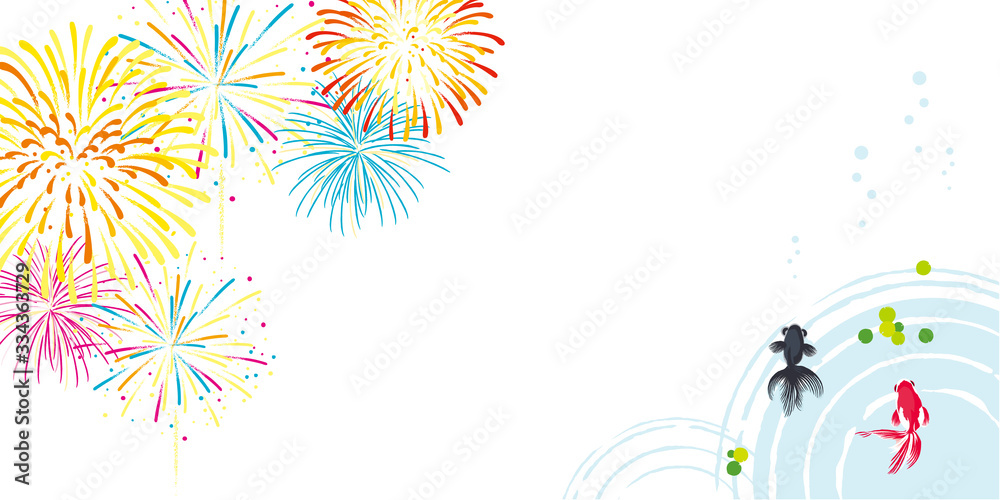 金魚と花火 背景イラスト Stock ベクター Adobe Stock