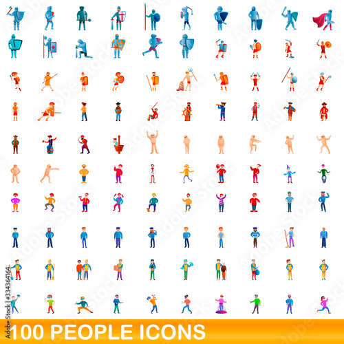 100 people icons set. Cartoon illustration of 100 people icons vector set isolated on white background