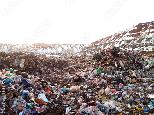 Landfill, waste disposal on the ground creates environmental problems in the world