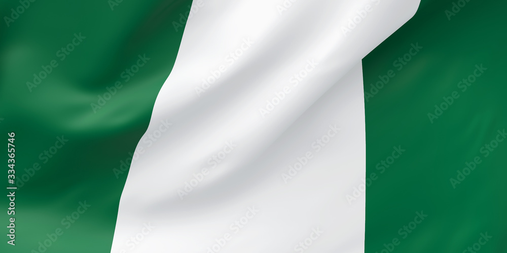 Obraz premium National Fabric Wave Closeup Flag of Nigeria