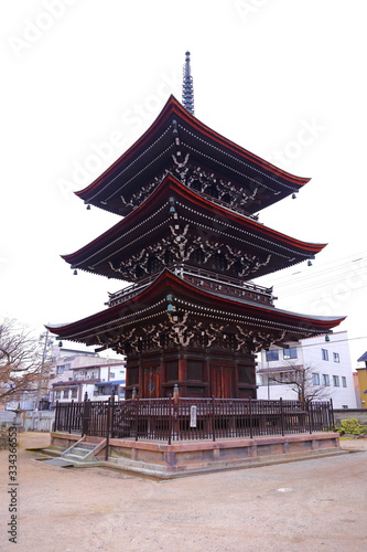 well preserved traditional temple in old town area of Hida-Takayama, Gifu, Takayama, Japan