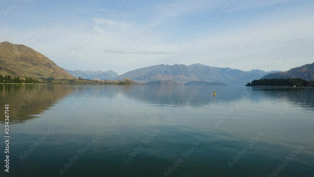 Aerial View of Beautiful Blue Lake Wanaka in New Zealand Aerial View of Beautiful Blue Lake Wanaka in New Zealand