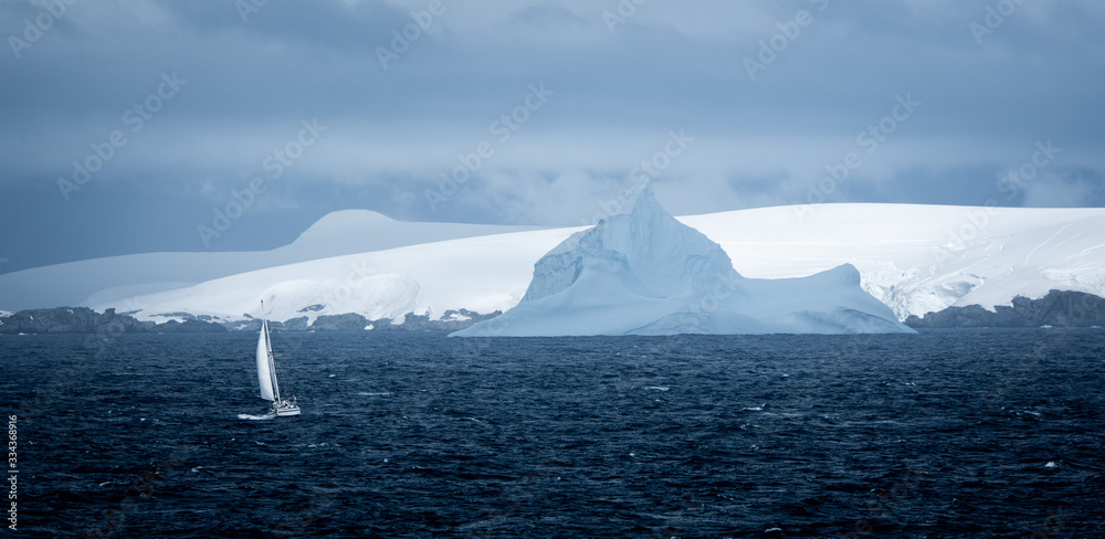 Sailing in stormy waters, Antarctic Peninsula,