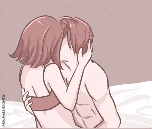 sexy couple kissing making love spend time together during quarantine at home