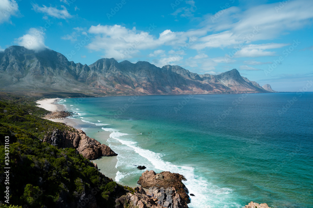 The South African coastline from Gordon's Bay to RooiEls, beautiful mountains drop into the ocean