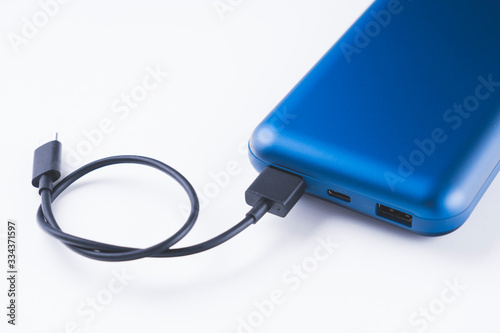 powerbank, close- up on a white background, selective focus