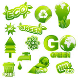 set of green eco vector icons