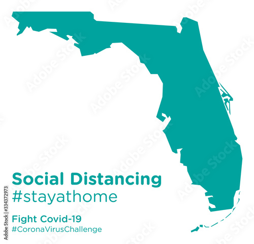 Florida state map with Social Distancing stayathome tag photo